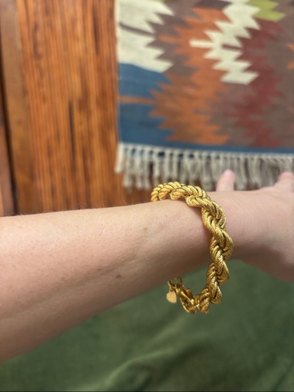 Milor Italy Twisted bronze Rope Bracelet in Gold Tone 8 inch
